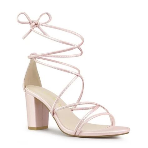 Open Toe Strappy Lace Up Block Heels Color Pink Size 9 Vamp: Pu; Outsole: Rubber; Heel: Abs Strappy Straps Lace Up Open Toe Chunky Heel Padded Insole Sandals Heel Height: 3 Inches S-430 Pink Heels Thick Heel, Prom Shoes Pink, Pink Prom Shoes, Prom Shoes White, Wide Feet Shoes, Strap Up Heels, Light Pink Heels, Cheetah Heels, Formal Heels