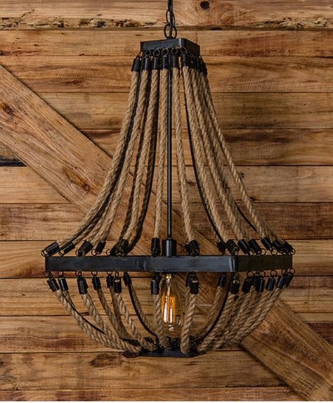 DIY Candle Ceiling, Rope Chandelier, Ranch Decor, Material Things, Rustic Chandelier, Rustic Lighting, Rustic Living, Diy Lamp, Log Home