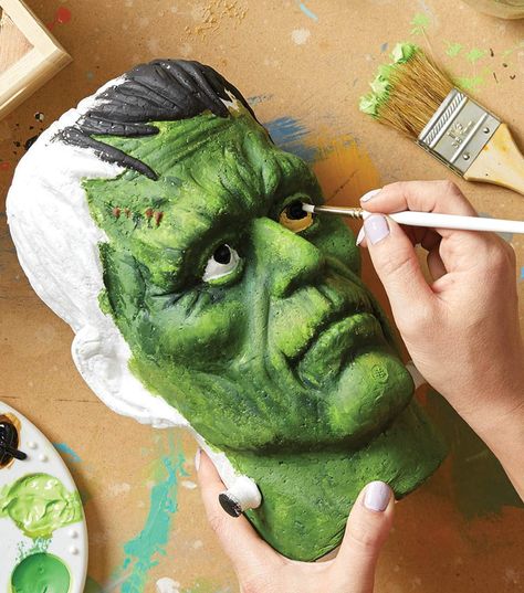 How To Make A Painted Styrofoam Frankenstein Head Painting Styrofoam, Styrofoam Crafts, Styrofoam Head, Foam Head, Mannequin Art, Skill Building, Frankenstein Halloween, Scary Halloween Decorations, Halloween Ornaments