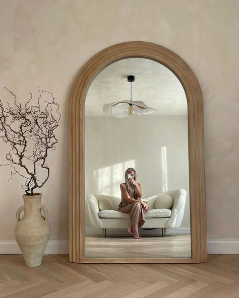 William Wood Mirror, Color Washed Wood, Extra Large Mirrors, Arched Floor Mirror, Full Length Mirror Stand, Simple Side Tables, Full Length Floor Mirror, Mirror Installation, Classic Mirror