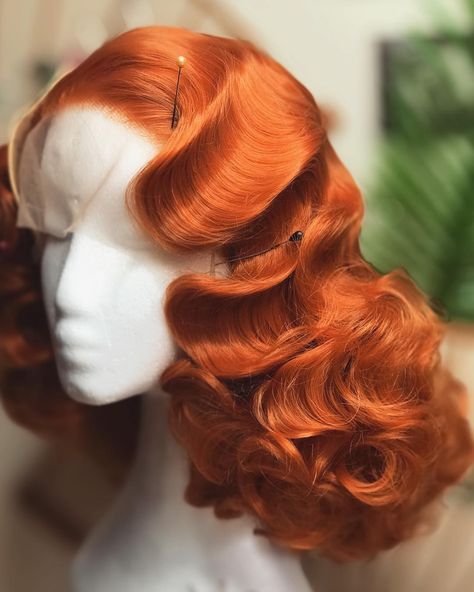 Vintage Waves, Deep Wave Hairstyles, Tape In Hair Extensions, Copper Hair, Retro Hairstyles, Soft Hair, Orange Hair, Prom Hair, Vintage Hairstyles