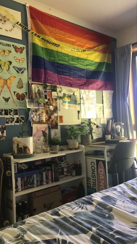 Lgbtq Room Ideas, Room Inspo Bedroom, Gay Room, Room Ideas Diy, Cute Bedroom Decor, Redecorate Bedroom, Cozy Room Decor, Aesthetic Rooms, Pretty Room