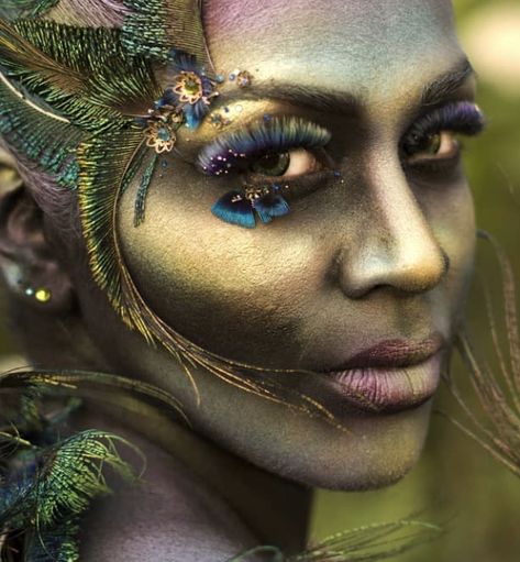 Forest Witch Makeup Ideas, Swamp Witch Makeup, Swamp Makeup, Poison Ivy Redesign, Junk Couture, Bird Makeup, Theater Makeup, Dirt Makeup, Theatre Makeup