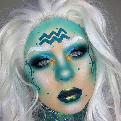 Aquarius Cosplay, Aquarius Costume, Aquarius Makeup, Astrology Makeup, Celestial Makeup, Tiger Makeup, Zodiac Makeup, Makeup Challenge, Glam Makeup Tutorial