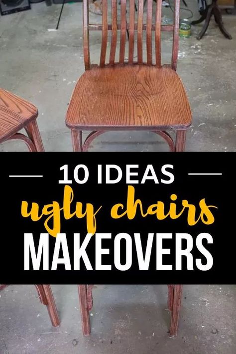 Upcycle Kitchen Chairs, Old Wooden Chairs Makeover Diy Projects, Paint Old Chairs, Repurposed Dining Chairs, Painted Dining Chairs Ideas, Decoupage Chairs Ideas, Old Chairs Repurposed Diy Projects, Wooden Chairs Diy, Refurbish Chairs