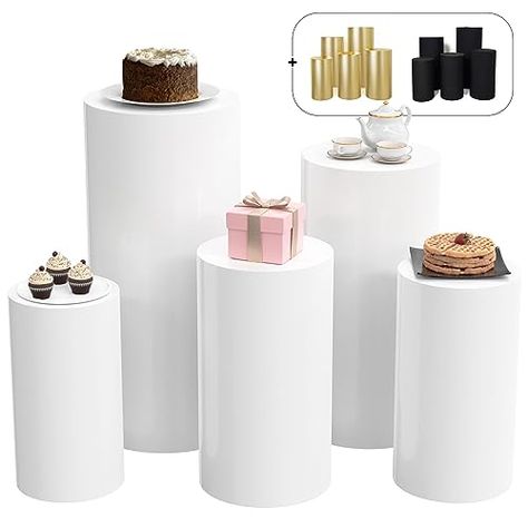 Large 5pcs Metal Durable Round Cylinder Stands for Party, Cylinder pedestal stands for parties, Pedestal stand for parties, TWO Pedestal Cylinder Sleeves Included, White Pedestal Stand, Durable Cylinder Pedestal, White Wedding Arch, White Pedestal, Display Pedestal, Metal Cylinder, Pedestal Stand, Metal Arch, Engagement Party Decorations, Graduation Party Decor