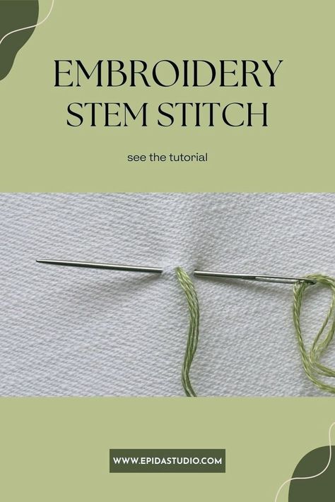 Stem stitch is a versatile stitching technique. It can be used anytime you want a smooth line in your hand embroidery project. See how to stitch it in this beginner embroidery tutorial. Stem Stitch Embroidery, Embroidery Stem Stitch, Freestyle Embroidery, Stem Stitch, How To Stitch, Beginner Embroidery, Embroidery Stitching, Stitching Techniques, Embroidery Tutorial