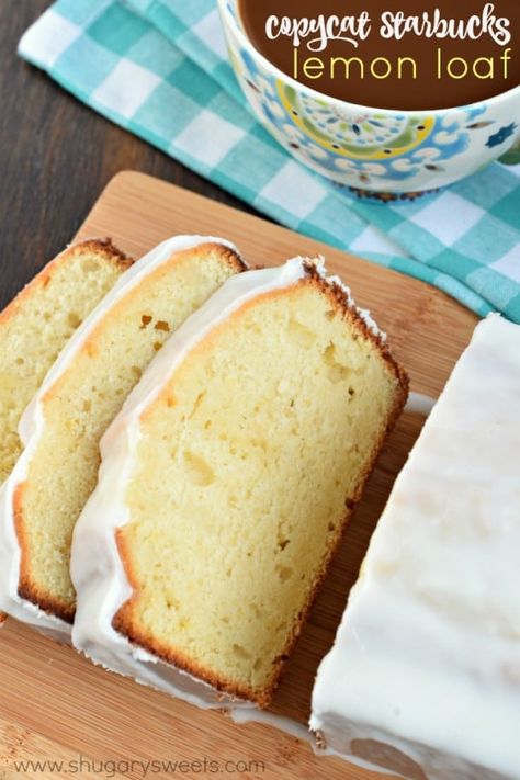 You've got to try this delicious, moist Copycat Starbucks Lemon Loaf recipe! Moist Bread Recipe, Starbucks Lemon Loaf Recipe, Copycat Starbucks Lemon Loaf, Lemon Bread Recipes, Starbucks Lemon Loaf, Lemon Loaf Recipe, Starbucks Lemon, Shugary Sweets, Copycat Starbucks