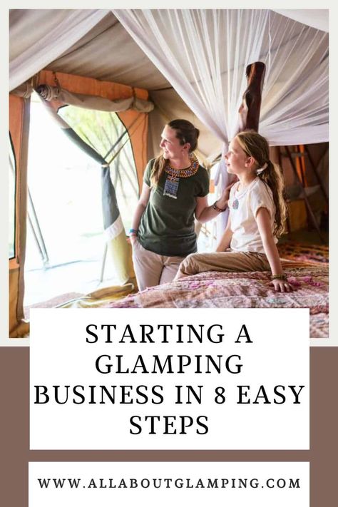 Are you dreaming of starting your own glamping business? Follow these eight simple actions to turn your goal into a reality. This guide contains everything you need to get started, from locating the ideal site for your company to promoting it to potential customers. You can get started on your glamping business right now by clicking here to learn more. Campsite Business Ideas, Glamping Tents Ideas, Glamping House Plan, How To Start A Campground, Bell Tent Glamping Ideas, Glamping Business Plan, Starting A Glamping Business, Camper Rental Business, Glamping Site Ideas