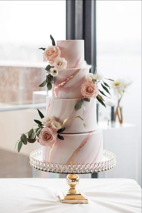 Engagement Cake Rose Gold, Pink Marble Wedding Cake, Dusty Rose Wedding Cake Ideas, Pink White Gold Wedding Cake, Rose Gold Wedding Cakes Elegant, White And Rose Gold Wedding Cake, Pink White And Gold Wedding Cake, Pastel Pink Wedding Cake, Wedding Cakes Pink And White