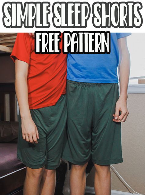 How to sew sleep shorts with this FREE pajama shorts pattern and tutorial. Use a free pattern to create comfy cozy shorts for sleeping. Simple and easy sewing project. Pajama Shorts Pattern, Boys Sleep Shorts, Pajamas Shorts Pattern, Shorts Pattern Sewing, Boxer Shorts Pattern, Sewing Classes For Beginners, Pants Pattern Free, Shorts Pattern Free, Boys Sewing Patterns