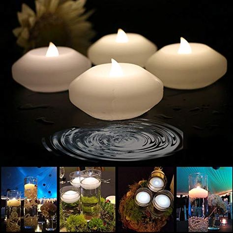 ARDUX LED Floating Candles, 3-inch Wax Waterproof Candle ... https://smile.amazon.com/dp/B074FVJVPP/ref=cm_sw_r_pi_dp_U_x_VUCXDbK3QXDMD Floating Tea Lights, Led Floating Candles, Vase Table Centerpieces, Wedding Reception Candles, Pool Candles, Floating Led Candles, Candle Factory, Multiple Candles, Flameless Tea Lights