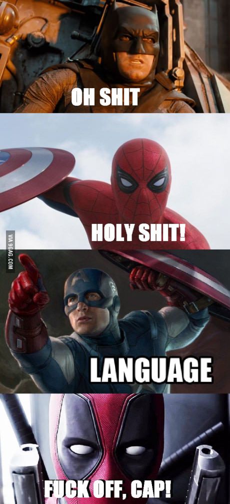 Disagreement on... language Funny Deadpool, Deadpool Funny, Superhero Memes, Deadpool And Spiderman, Deadpool Wallpaper, Funny Marvel Memes, Marvel Avengers Funny, Dc Memes, Odaiba