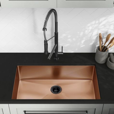 Swiss Madison SM-KU701RG Rivage 32" Undermount | Build.com Gold Sink, Home Wet Bar, Single Basin Sink, Kitchen Sink Stainless Steel, Modern Sink, Undermount Sinks, Under Sink Storage, Basin Design, Powder Room Design