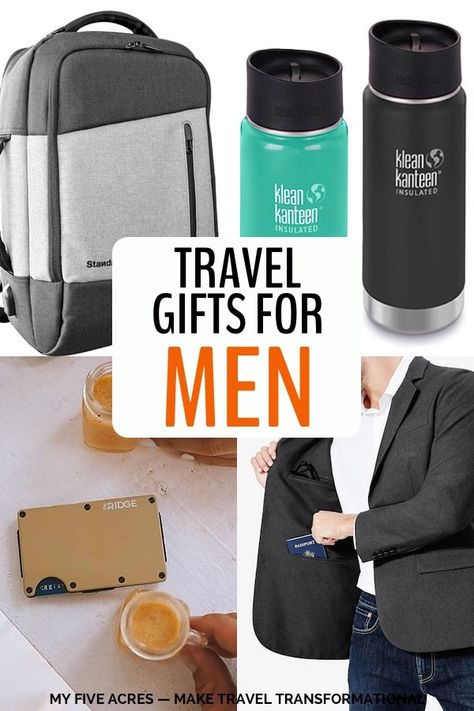 Good travel gifts for men can be hard to find. Don't worry. Help is here! As a nomad for the last 7 years, I've had a chance to discover exactly what pieces of travel gear can make a trip terrific. You'll find all my faves in this post. Ready to find the perfect gift and check his name off your list? Click to get it done. #travelgear #travel #myfiveacres #gifts #men | MyFiveAcres.com @MyFiveAcres Men’s Travel Essentials, Gifts For Travelers Men, Travel Essentials For Men, Mens Travel Essentials, Travel Gifts For Men, Vacation Hacks, Top Gifts For Men, Men Travel Essentials, Beard Growth Kit