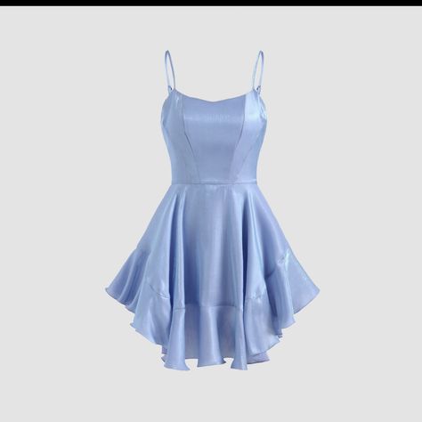 Mini Ruffle Dress, Cider Dresses, School Dance Dresses, Cute Homecoming Dresses, Baby Blue Dresses, Blue Homecoming Dresses, Purple Metallic, Prom Ideas, Prom Dress Inspiration