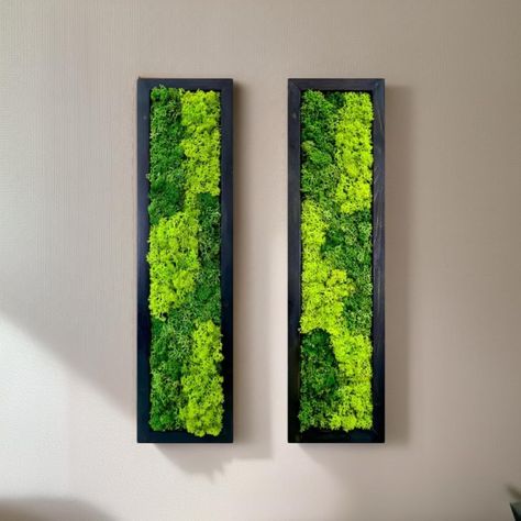 PRICES MAY VARY. Real Moss Coating: Our wall art is meticulously crafted with real moss, bringing the natural beauty of the outdoors into your home. Low Maintenance: No upkeep required! With the natural allure of live plants, this wall art revitalizes your space without the hassle of maintenance. Ecological and Nature-Friendly: Crafted with sustainable materials, this wall art provides an eco-friendly option while enhancing your room with a touch of natural greenery. Contemporary Design: The mos How To Make Living Moss Wall Art, Office Decor Greenery, Home Green Decor, Greenery Living Room Decor, Moss Wall Indoor, Diy Moss Wall Art, Moss Art Wall, Spackle Wall Art, Living Plant Wall