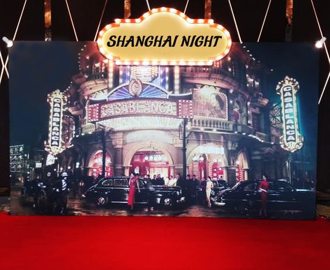 Old Shanghai Themed Photo Backdrop | Oriental Theme Decoration | CNY Theme Decoration | Oriental Wedding Decoration | Event Prop Hire Shanghai Night Theme, Night Themed Party, 1920s China, Shanghai Night, Shanghai Tang, Decoration Event, Old Shanghai, Prom Inspo, Event Props