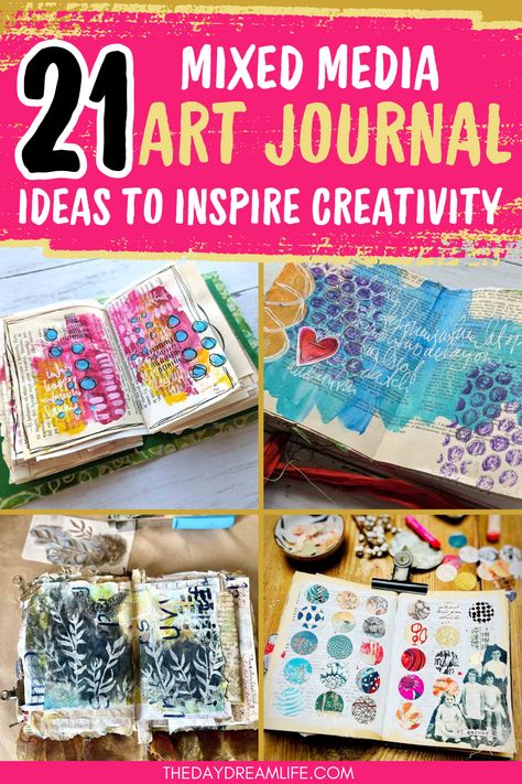 21 Art Journaling Ideas For Journal Aesthetics. Mixed Media Prompts, Mixed Media Art Projects Ideas, Art Journal Ideas Creative, Journaling With Stickers, Kids Art Journal, Artistic Journaling, 21 Aesthetic, Ideas For Journal, Journal Aesthetics