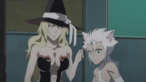 Rangiku the witch and Toshiro the wolfman Rangiku X Toshiro, Captain Hitsugaya, Bleach Rangiku, New Years Cards, Hitsugaya Toshiro, Soul Reaper, Bleach Funny, Rangiku Matsumoto, Soul Society