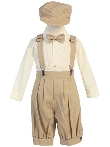 Outfits With Suspenders, Boys Wedding Outfit, Formal Boys Outfit, Toddler Suspenders, Boys Ring, Khakis Outfit, Vintage Suspenders, Tan Outfit, Boys Easter Outfit