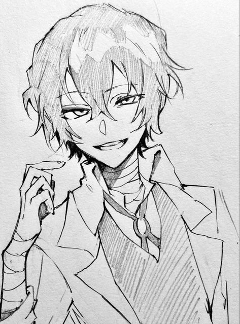 Dazai Reference, Dazai Sketch, Dazai Drawing, Bsd Drawing, Dazai Osamu Anime, Osamu Dazai, Animation Art Sketches, Dazai Bungou Stray Dogs, Art Tools Drawing