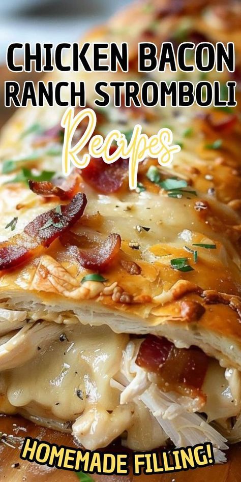 is still one of the most popular recipes on the entire blog. And for good reason! They’re quick, delicious, filling, fun, and kids just love them! And taking advantage of premade dough makes them SUPER easy!So it only made sense to take that classic recipe and mix it up again by adding some more of my favorite flavors… chicken, bacon, and ranch! Chicken Bacon Stromboli, Bacon Chicken Ranch Wrap, Chicken Bacon Ranch Stromboli, Chicken Bacon Ranch Stromboli Recipe, Chicken Stromboli, Homemade Stromboli, Stuffed Breads, Breads Recipes, Bacon Roll