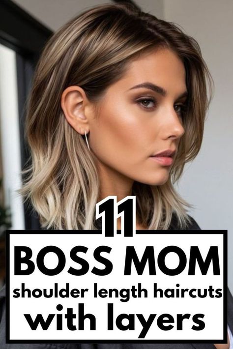 Fall Haircut Shoulder Length, Mom Haircut Ideas, Medium Length Haircut Ponytail, Medium Hairstyles For Long Faces, Shoulder Length Haircut 2024, Shoulder Length Mom Haircut, Long Face Haircuts Medium, Platinum Blonde Hair With Layers, Hair Color Ideas Shoulder Length