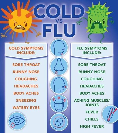 Cold vs. Flu Germ Illustration, Common Cold Symptoms, Sugar Land Texas, School Nursing, Sinus Congestion, Respiratory Illness, Watery Eyes, Cold Symptoms, High Fever