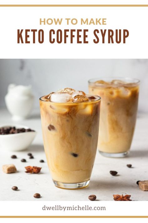 Are you on a keto diet and missing that sweet touch in your morning coffee? Looking for the best way to make your own homemade coffee syrup that fits your low-carb lifestyle? This sugar-free keto coffee syrup recipe is the perfect solution! It’s a great replacement for regular sugar and store-bought syrups filled with added sugar and artificial sweeteners. Keto Coffee Syrup Recipes, Keto Coffee Syrup, Coconut Iced Coffee, Keto Iced Coffee, Coffee Syrup Recipe, Homemade Coffee Syrup, Sugar Free Coffee Syrup, Coffee Creamers, Coffee Ice Cubes