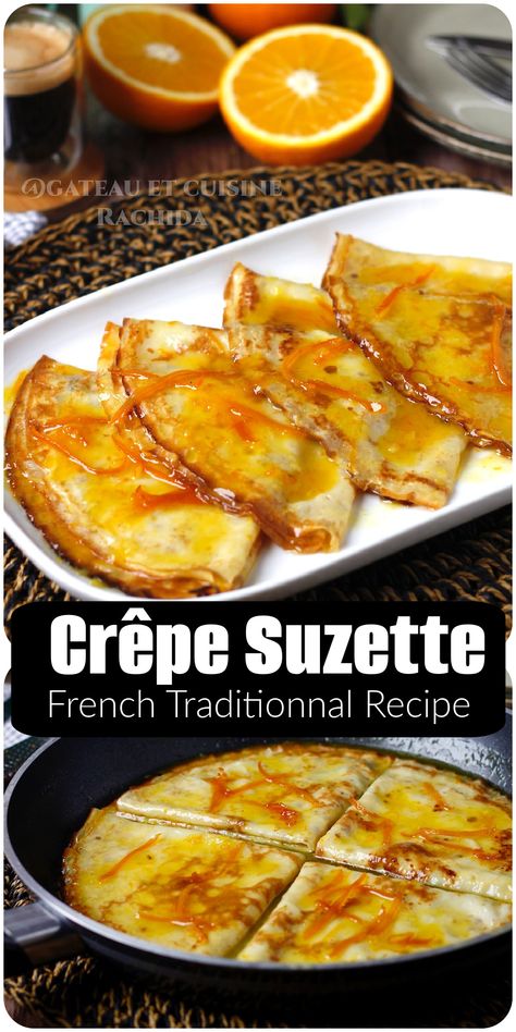 Crêpes Suzette is a classic French dessert made of delicate crêpes served with a zesty orange sauce, often flambéed with Grand Marnier or other orange liqueurs. The buttery, caramelized sauce is infused with citrus zest, creating a delightful blend of sweetness and tanginess. Perfect for special occasions, this dish offers an elegant and flavorful way to end a meal. Chocolate Crumble Recipe, Sweet Shortcrust Pastry Recipe, Crepe Suzette Recipe, Easy Meringue Recipe, Creme Anglaise Recipe, Moist Lemon Cake Recipe, Coulis Recipe, Almond Paste Recipes, Truffle Recipe Easy