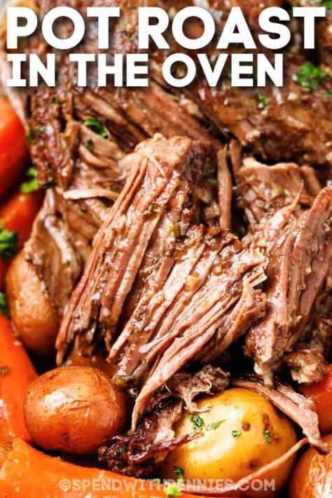 Pot Roast In The Oven, Roast And Veggies, Pot Roast Gravy, Dutch Oven Pot Roast, Pot Roast Sandwiches, Oven Pot Roast, Slow Cooker Pot Roast Recipes, Perfect Pot Roast, Roast In The Oven