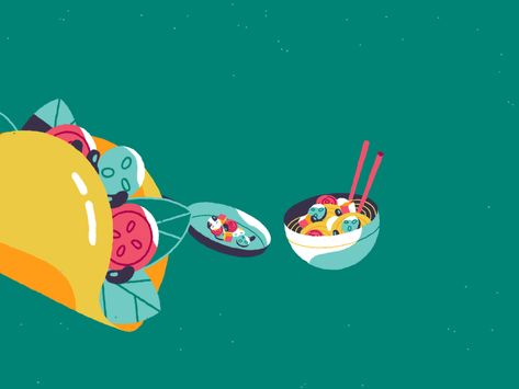 Veggie Vortex by Dinos&Teacups on Dribbble Motion Graphics Inspiration, Motion Graphics Design, Motion Design Animation, Inspiration Instagram, Food Illustration, Motion Graphics Animation, Graphics Inspiration, Character Design Animation, Food Illustrations