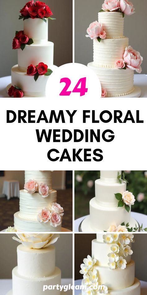 Get inspired for your big day with these 24 dreamy floral wedding cakes! From simple elegant buttercream creations to elaborately decorated tiers featuring roses, peonies, and hydrangeas, each of these cakes adds a stunning touch to your celebration. Whether you're going for classic or modern aesthetics, you’ll find a variety of styles to match your wedding theme. Perfect for a romantic ambience or a garden wedding, these incredible cakes will be the centerpiece of your reception. Get ready to eat cake like royalty on your special day! Stunning Wedding Cakes, Incredible Cakes, Striped Cake, Boho Wedding Cake, Small Wedding Cakes, Wedding Cake Roses, White Roses Wedding, Peonies And Hydrangeas, Classic Wedding Cake