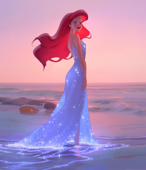 I am SO in love with how Disney chose the colors back in the 90s. I wanted to make this fanart forever. Also, the sparkling dress scene is… | אינסטגרם Sparkling Dress, Disney Princesas, So In Love, The 90s, Little Mermaid, The Little Mermaid, Ariel, In Love, Mermaid