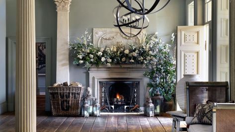 Inside Jade Holland Cooper and Julian Dunkerton’s Cotswolds estate | Magazine | The Times Jade Holland Cooper House, Jade Holland Cooper, Corinthian Pillar, De Gournay Wallpaper, Holland Cooper, Roll Top Bath, Vintage Trunks, Creative Living, Drawing Room