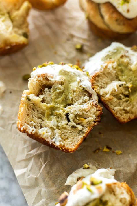 These flaky and "buttery" pistachio cruffins use a homemade simple rough puff pastry that's entirely dairy free with chopped pistachios and filled to the brim with an easy vegan pistachio pastry cream. It's like a pistachio croissant in muffin form! Cruffins Recipe, Pistachio Pastry, Pistachio Croissant, Cruffin Recipe, Vegan Pistachio, Crescent Bake, Rough Puff, Vegan Journey, Rough Puff Pastry