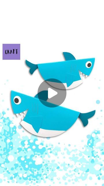 Shark Art For Kids, Ocean Craft Ideas, Shark Paper Craft, Crafts To Feel Creative, Shark Crafts For Kids, Shark Crafts Preschool, Paper Shark, Shark Week Crafts, Shark Crafts