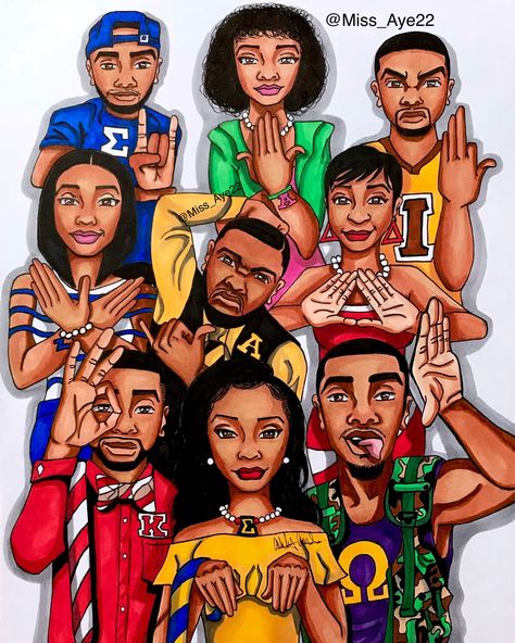 Divine Nine Greeks #AlphaPhiAlpha #AlphaKappaAlpha #KappaAlphaPsi #OmegaPsiPhi #DeltaSigmaTheta #PhiBetaSigma #ZetaPhiBeta #SigmaGammaRho #IotaPhiTheta 🐵🐸🐰🐶🐘🕊🐩🐴 #D9Fraternities #D9Sororities #D9GreekArt #GreekUnity #iArtByAsh 🎨 Divine Nine Greek Sorority, Iota Phi Theta Fraternity Art, Divine 9 Greek, D9 Greeks, Nphc Greek, Devine Nine, Iota Phi Theta Fraternity, D9 Sorority, Greek Artwork