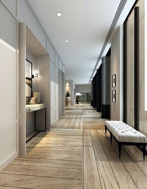 Spectacular Floor Design Ideas (16) Hotel Corridor, Corridor Design, Wooden Floors, Hallway Ideas Colour, Narrow Hallway, Interior Modern, Design Del Prodotto, Floor Patterns, Style At Home