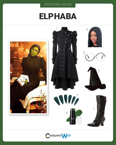 Elphaba Costume Fake Nails Green, Elphaba Costume, Green Fake Nails, Got Costumes, Wicked Movie, Wicked Costumes, Costume Guide, Witch Of The West, Black Hair Dye