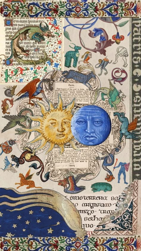 #medieval #medievalart #illuminatedmanuscript #art #moon #sun #celestial #history Sun Celestial, Medieval Artwork, Medieval Aesthetic, Illustrated Manuscript, Medieval Books, Art Moon, Medieval Manuscript, Biblical Art, Antique Illustration