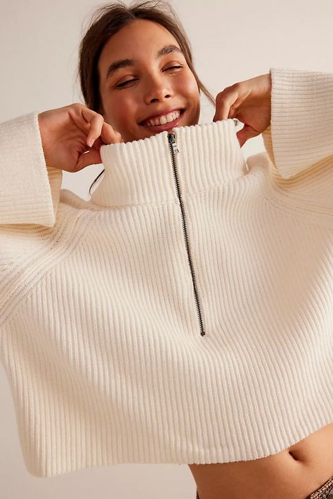 Greta Half Zip | Free People Timeless Sweater, Winter Engagement, Free People Sweater, Half Zip, Boho Outfits, Raglan Sleeve, Pullover Styling, Spring Outfits, Sweater Outfits