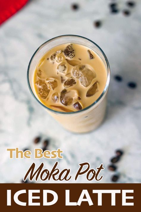 Forget about all those silly iced latte recipes that use regularly brewed coffee and allow me to introduce you to the Moka Pot! Moka Pot brewed coffee is smooth, strong, and rich. It is the bridge between average coffee and espresso. #icedlatte #caramellatte #mokapot #mokapotcoffee Moka Pot Iced Coffee, Mokapot Coffee Recipe, Moka Coffee Recipe, How To Use A Moka Pot, Moka Pot Recipes Drinks, Mocha Pot Coffee, Moka Pot Coffee Recipes, Moka Recipe, Moka Pot Recipes