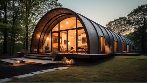 Quonset Hut Homes Interior Floor Plans, Green Magic Homes, Quonset Homes, Quonset Hut Homes, Arched Cabin, Steel Building Homes, Architecture Artists, Hut House, Quonset Hut