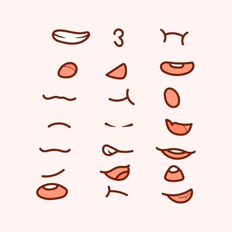 How To Draw Mouth Cartoon, Eye Cute Drawing, How To Draw Chibi Mouth, Cute Chibi Mouth, Chibi Smile Reference, How To Draw Cartoon Mouths, Cute Anime Mouth Drawing, Cute Expressions Faces, Cute Eye Drawing Styles