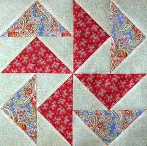 Flying Geese Quilt Pattern... the No Waste Method: Flying Dutchman Quilt Block - An example of eight Flying Geese units sewn in two different color combinations. Quilted Table Topper, Flying Geese Quilt, Flying Dutchman, Quilt Block Patterns Free, Half Square Triangle Quilts, Quilt Care, Pinwheel Quilt, Quilt Block Tutorial, Triangle Quilt