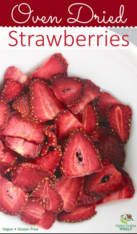 Oven Dried Strawberries | Healthy & Delicious | Healthy Snack | Vegan | Gluten-Free| #ovendried #recipes #healthy #snacks #driedstrawberries #strawberries #glutenfree #vegan #dairyfree #snack Oven Dried Strawberries, Dehydrated Strawberries, Dehydrated Foods, Baked Strawberries, Freeze Dried Strawberries, Plant Strong, Dried Strawberries, Dehydrated Food, Dehydrator Recipes