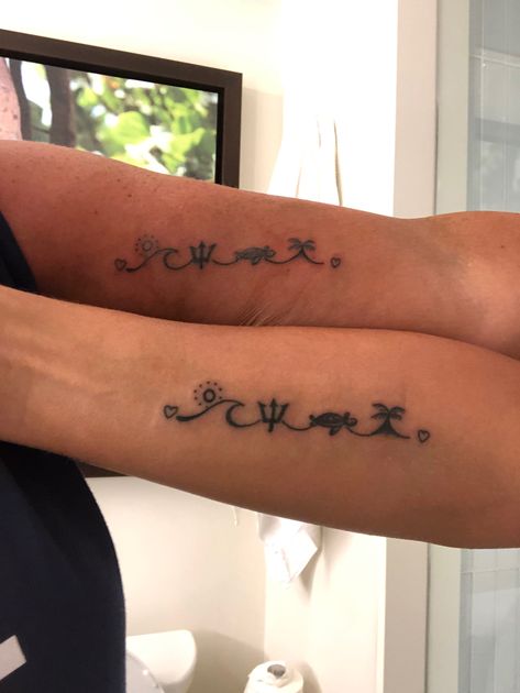 Hawaiian Tattoos For Couples, Matching Hawaiian Tattoos, Barbados Tattoo Ideas, Barbados Tattoo, Hawaiian Island Tattoo, Haiti Tattoo, Scottish Tattoos, Island Tattoo, Cute Matching Tattoos