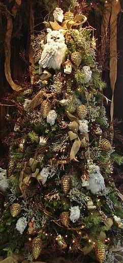 Owl Christmas Tree, Woodland Christmas Decor, Christmas Tree Food, Natural Christmas Tree, Woodland Christmas Tree, Enchanted Woodland, Tree Theme, Christmas Tree Decorating Themes, Christmas Forest